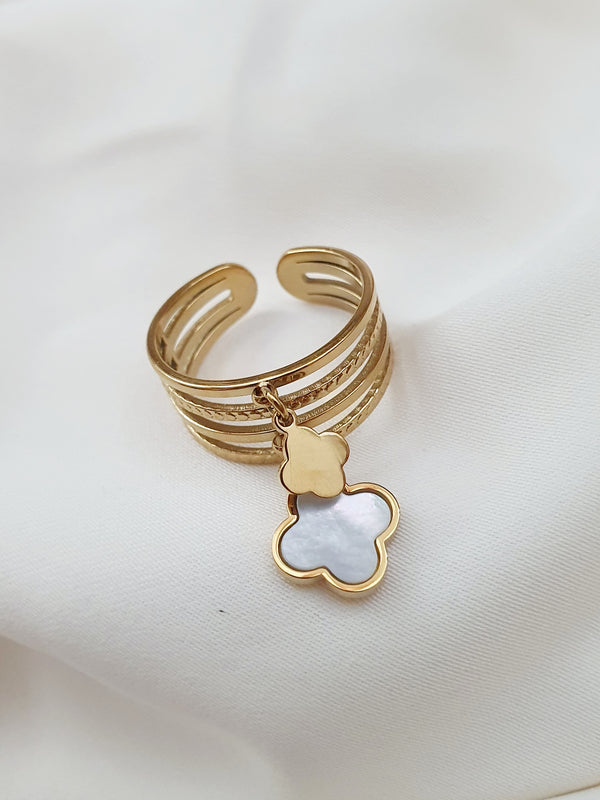 Bague breloques trèfles - doré