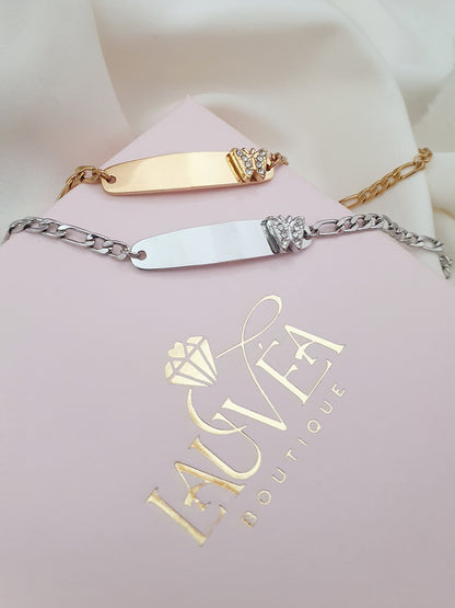 Gourmette enfant papillon strass - Coloris au Choix