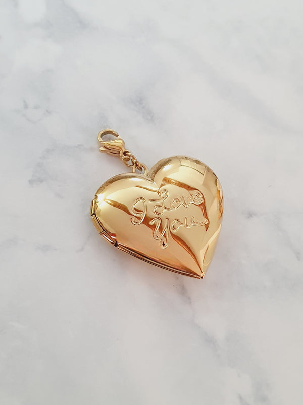 Charm coeur I Love You médaillon souvenir - doré