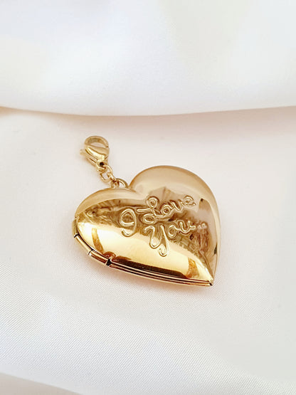 Charm coeur I Love You médaillon souvenir - doré