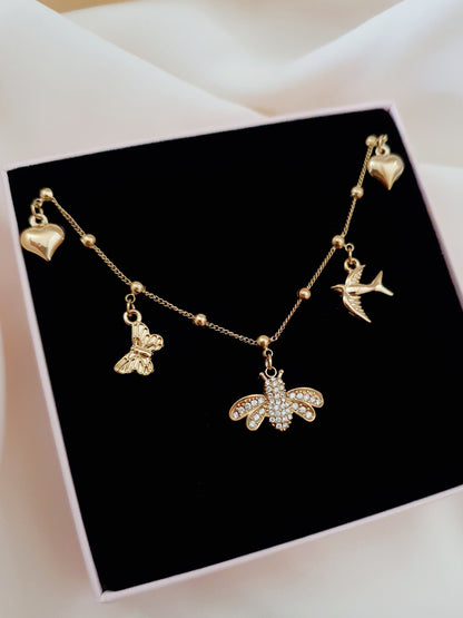 Collier breloques Bee - doré
