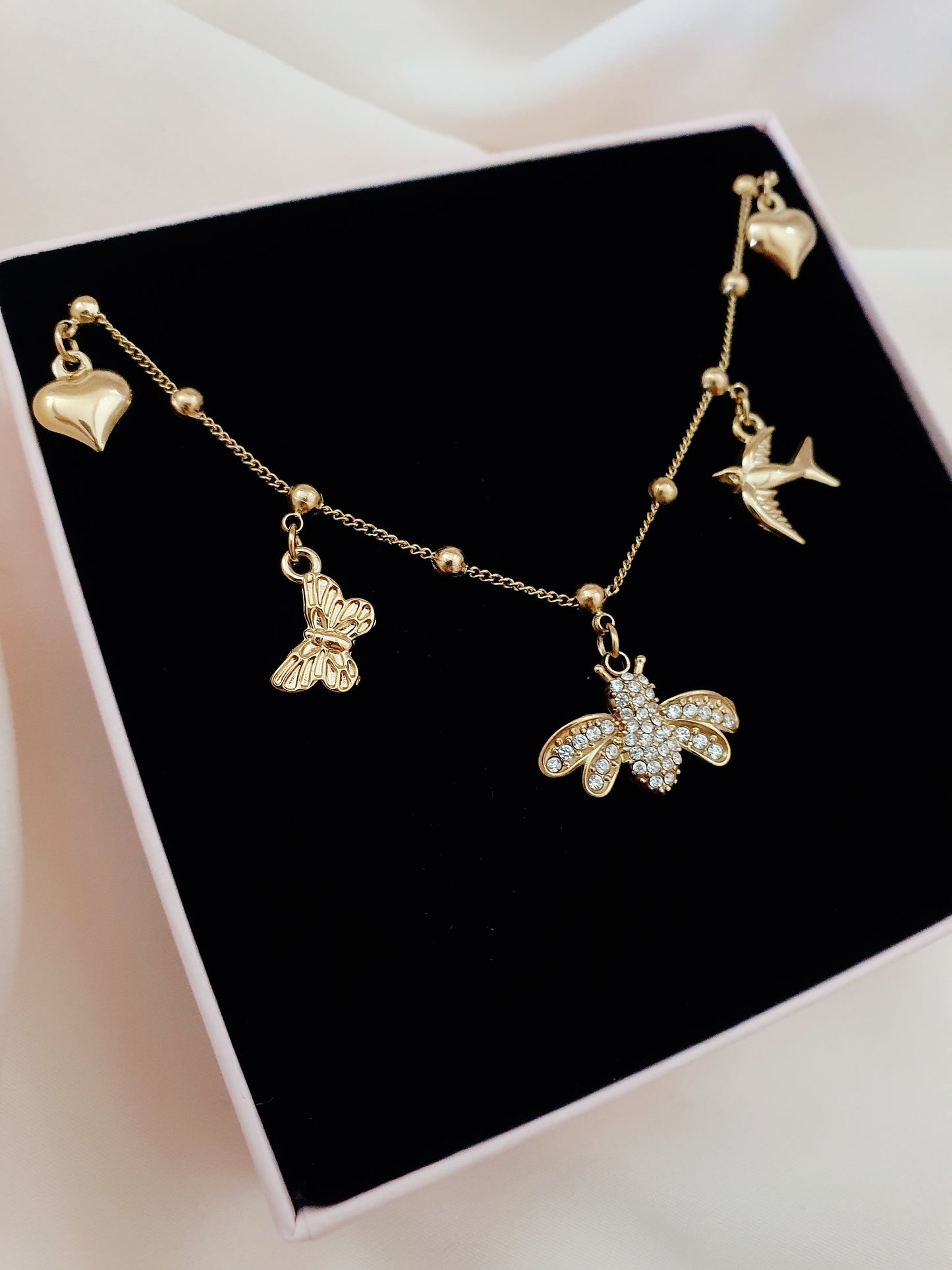 Collier breloques Bee - doré