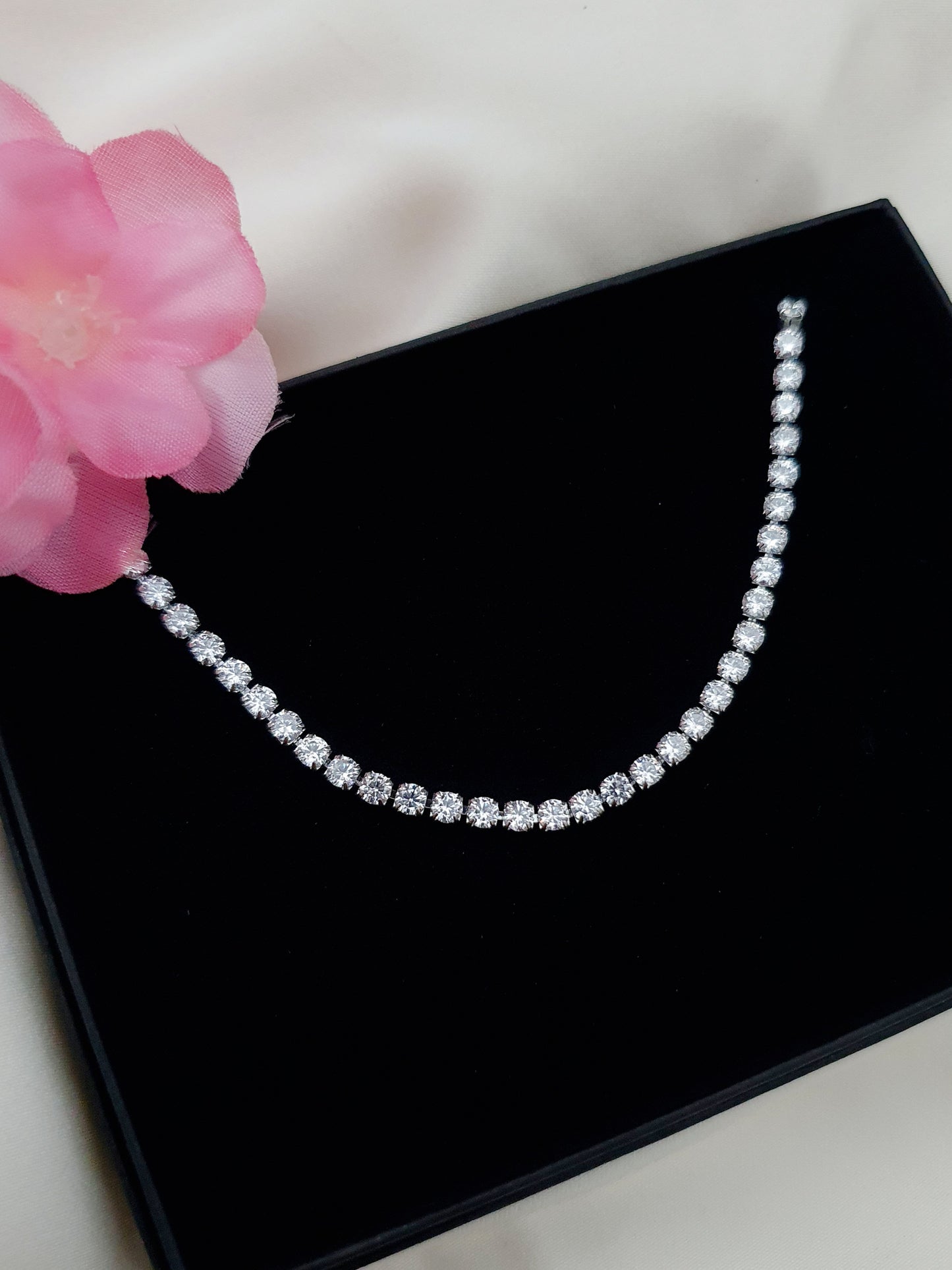 Bracelet rivière de zircons - argenté