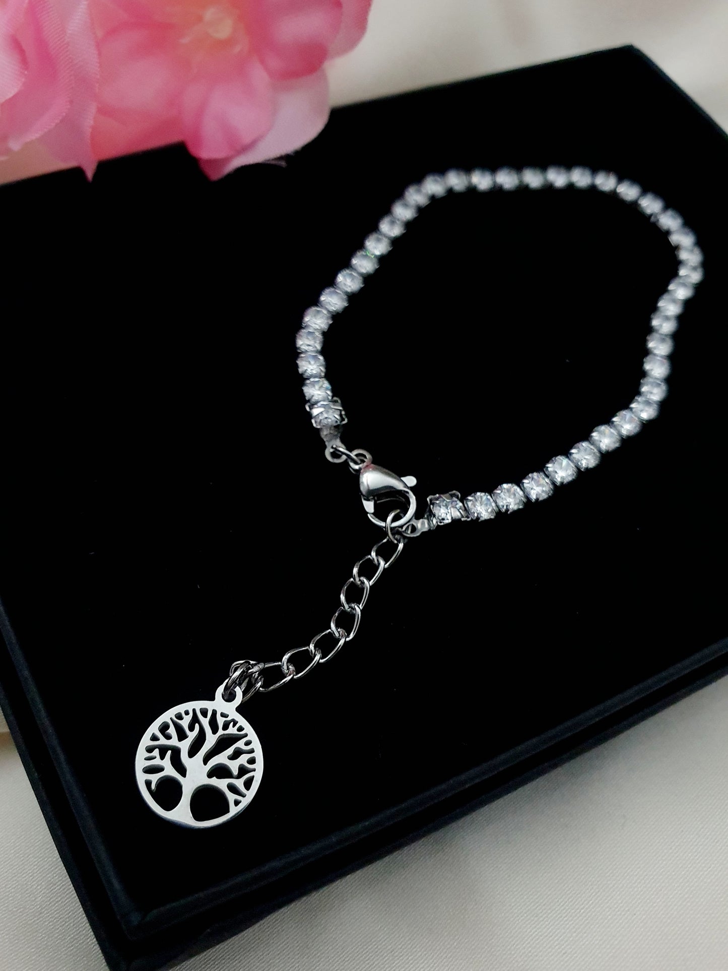 Bracelet rivière de zircons - argenté