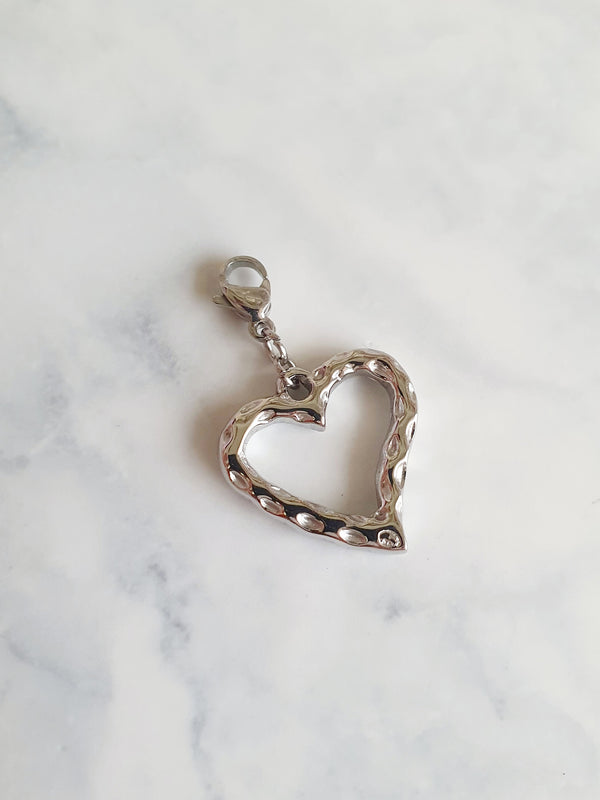 Charm coeur martelé - argenté
