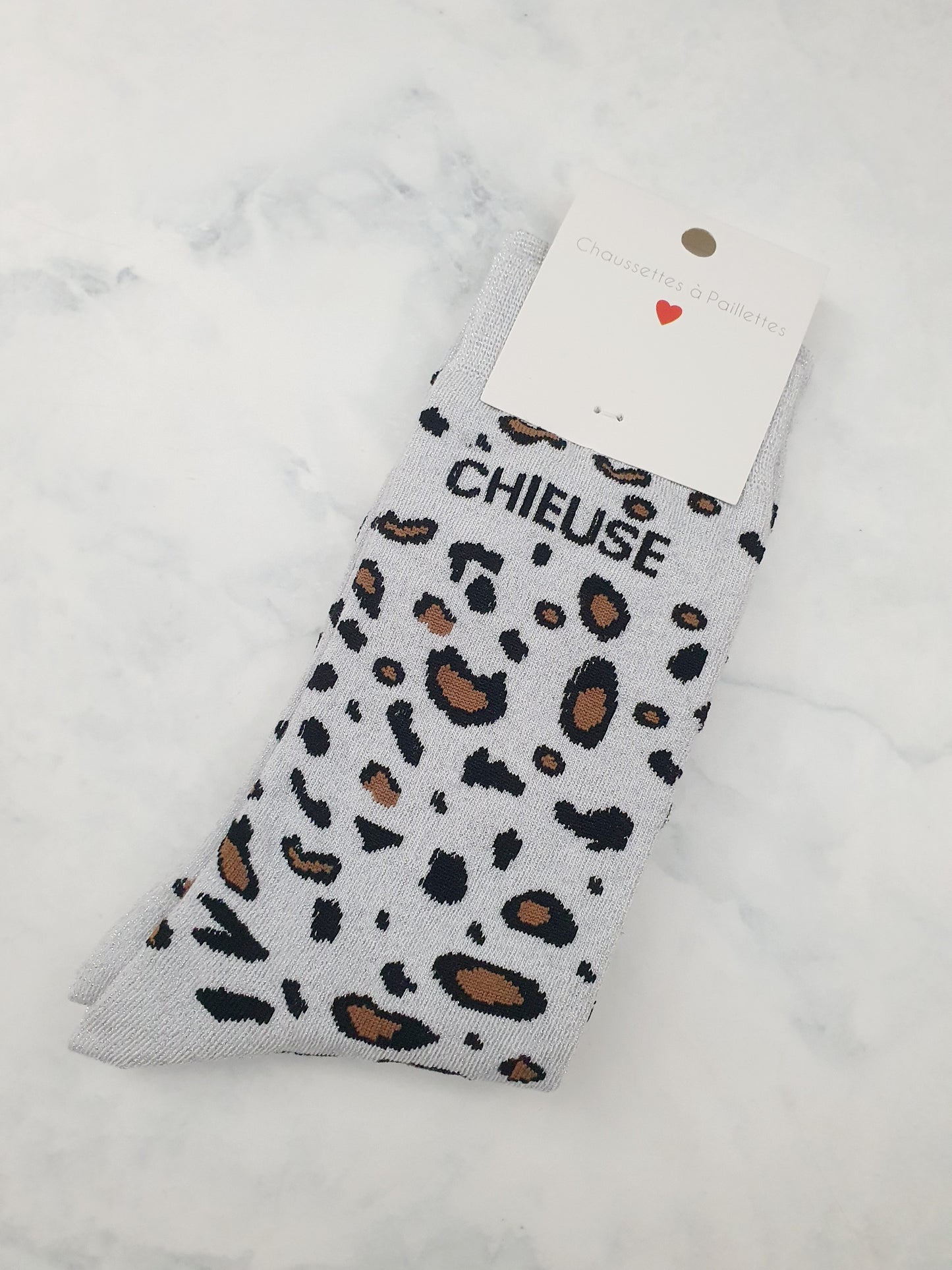 Chaussettes pailletées à message CHIEUSE | Couleur aléatoire