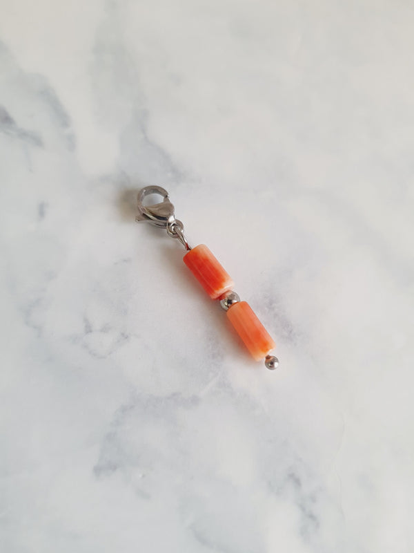 Charm duo de perles corail - argenté