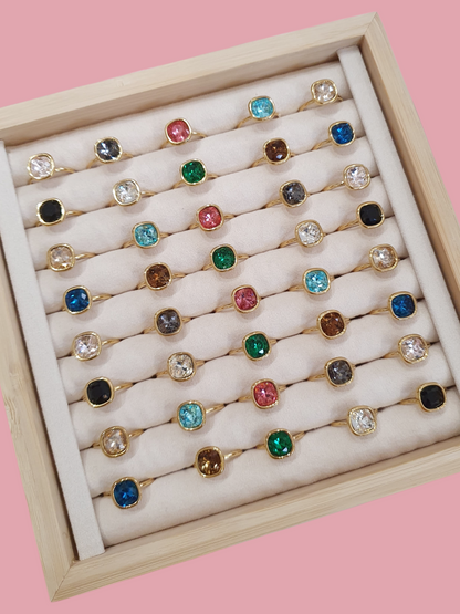 Bague en cristal - doré | Coloris au choix