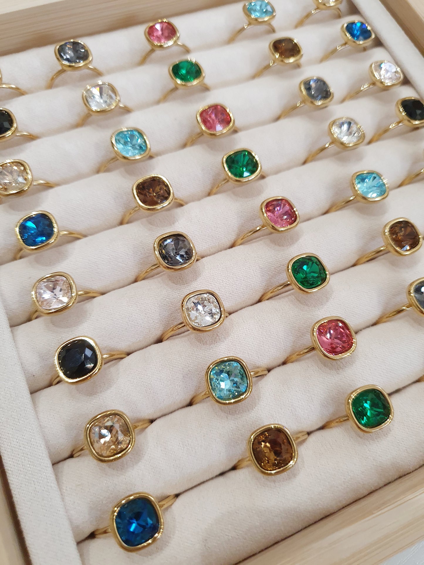 Bague en cristal - doré | Coloris au choix