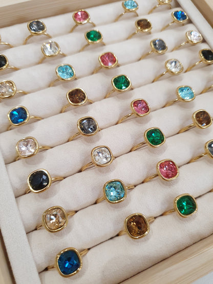Bague en cristal - doré | Coloris au choix