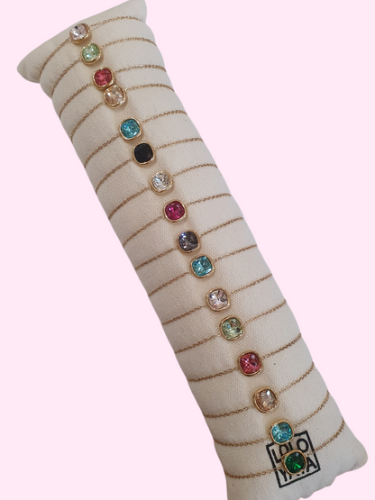 Bracelet en cristal - doré | Coloris au choix