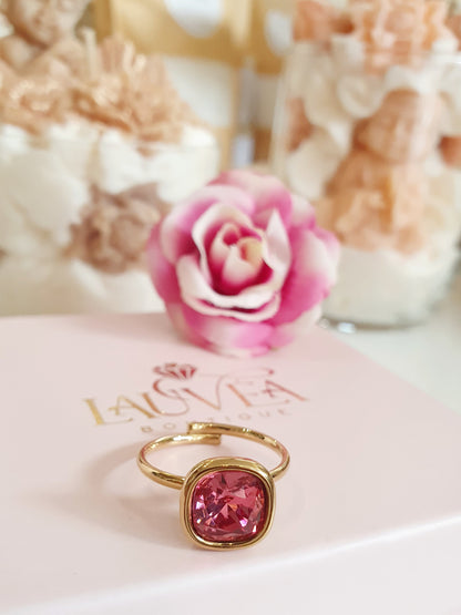 Bague en cristal - doré | Coloris au choix