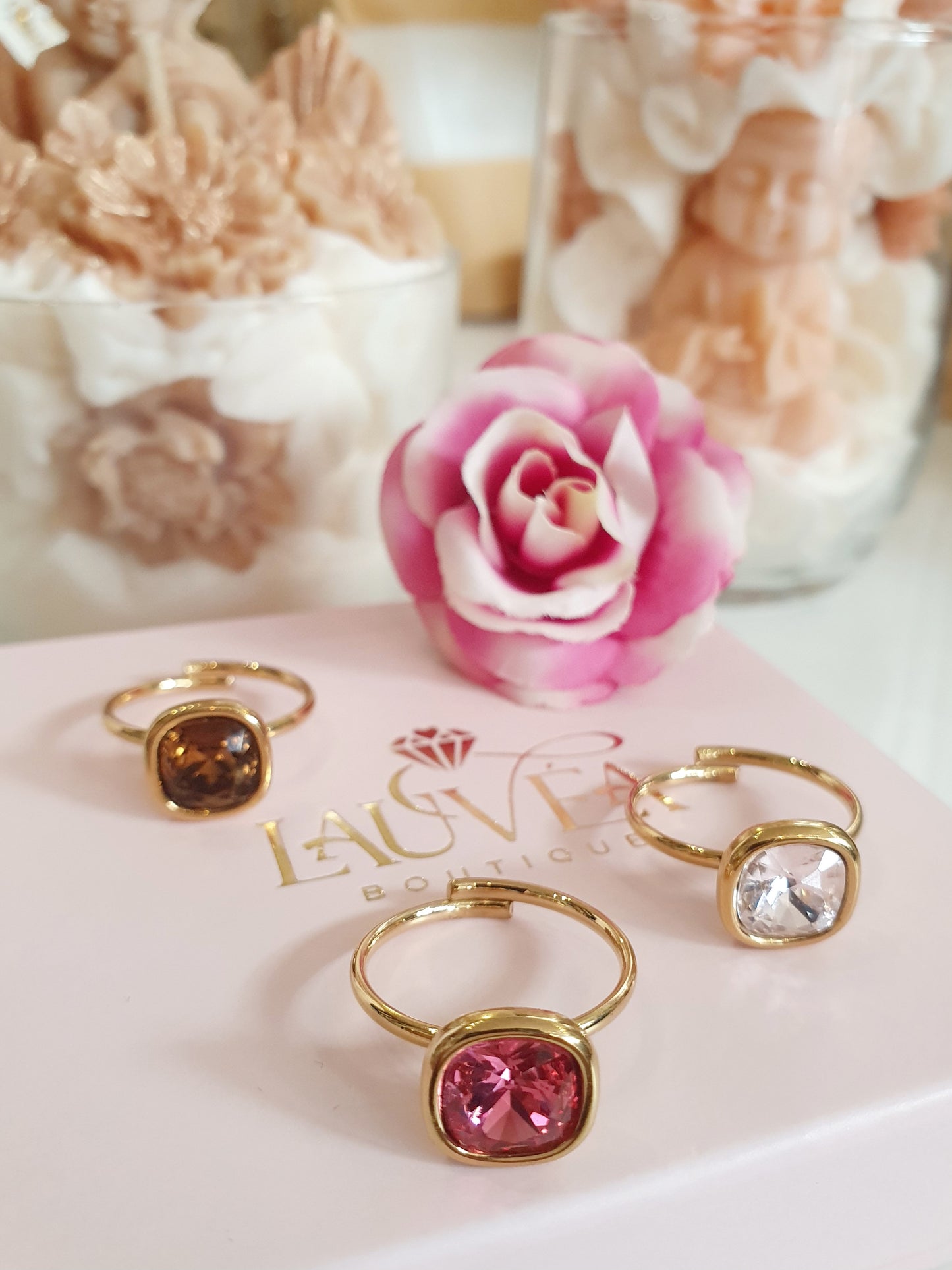 Bague en cristal - doré | Coloris au choix