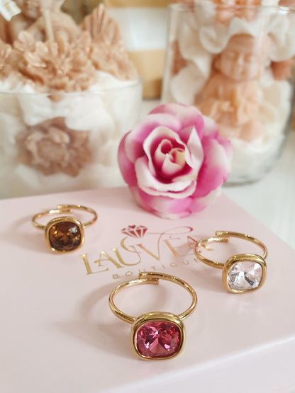Bague en cristal - doré | Coloris au choix