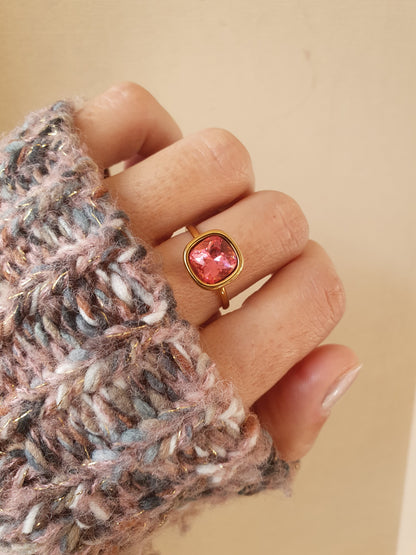 Bague en cristal - doré | Coloris au choix