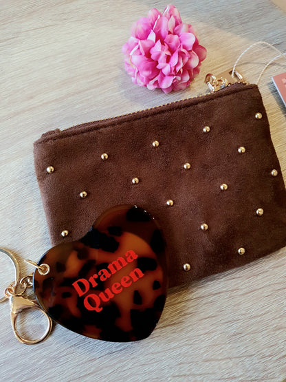 Pochette en cuir cloutée - Chocolat