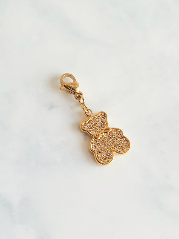 Charm ourson plat zircons - doré | Premium