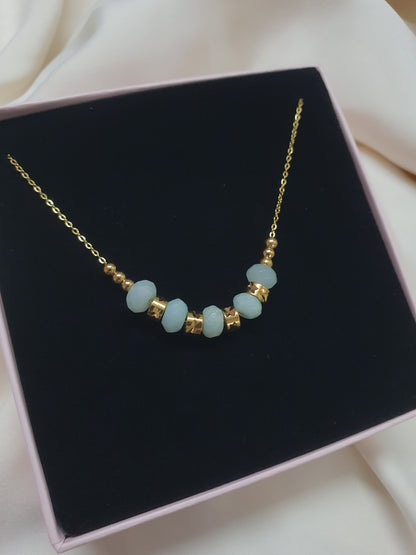Collier perles pierre naturelle - doré