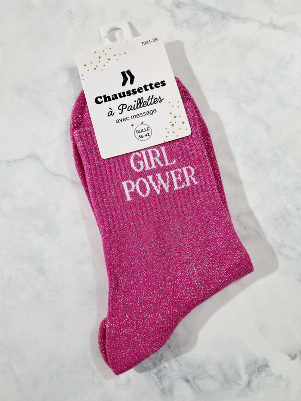 Chaussettes pailletées à message GIRL POWER | Couleur aléatoire