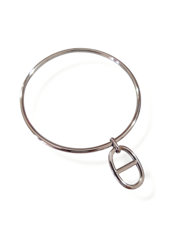 Bracelet jonc breloque maille marine - argenté
