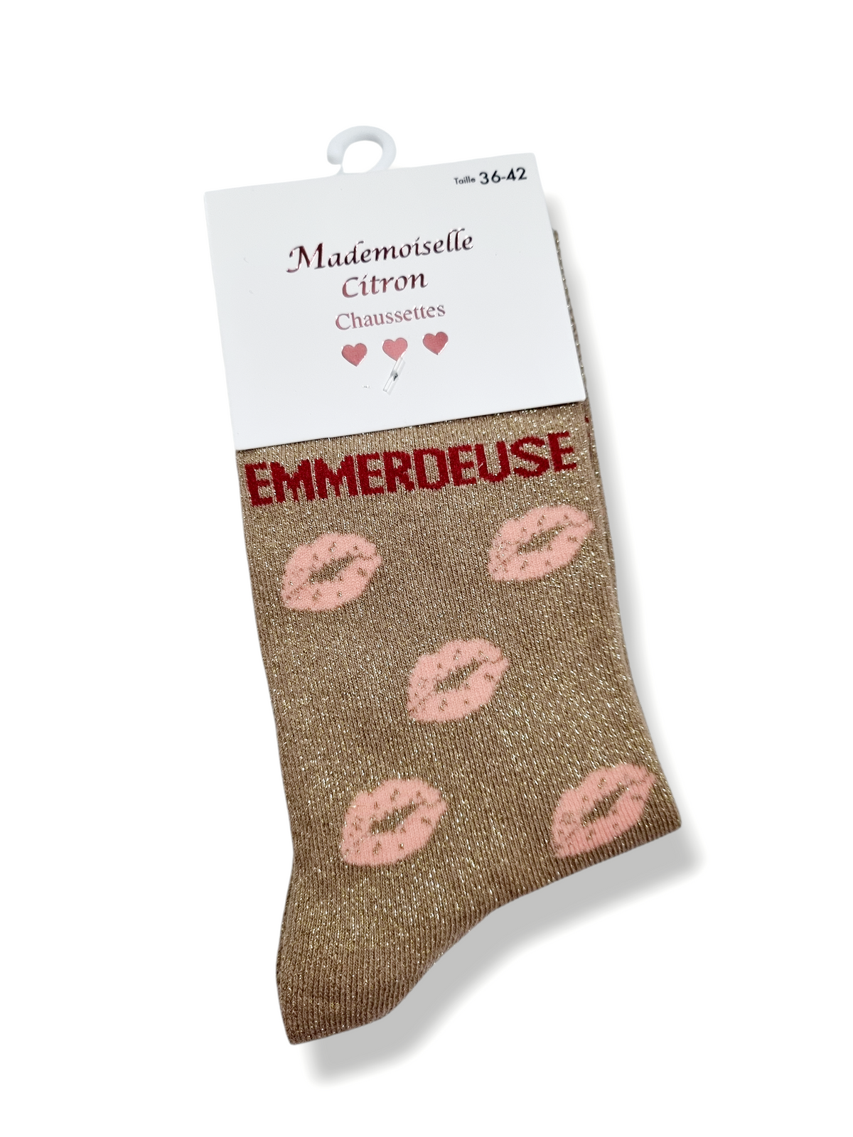 Chaussettes pailletées à message EMMERDEUSE - bouches | Couleur aléatoire