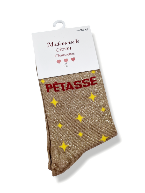 Chaussettes pailletées à message CONNASSE | Couleur aléatoire