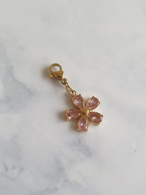 Charm fleur zircons roses - doré | PREMIUM