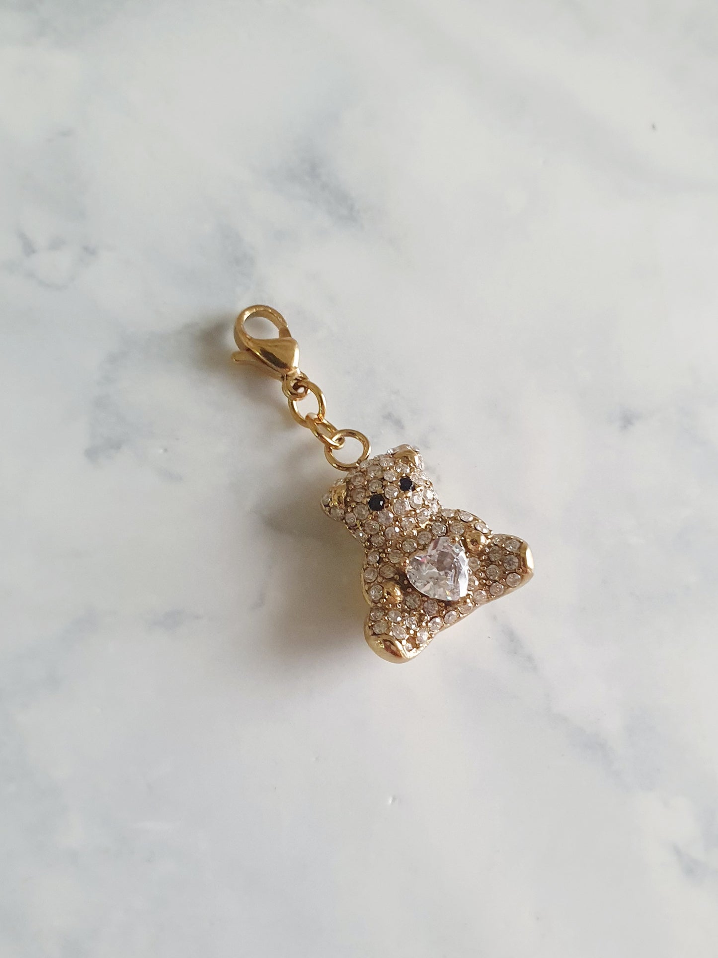Charm ourson coeur zircons - doré | PREMIUM