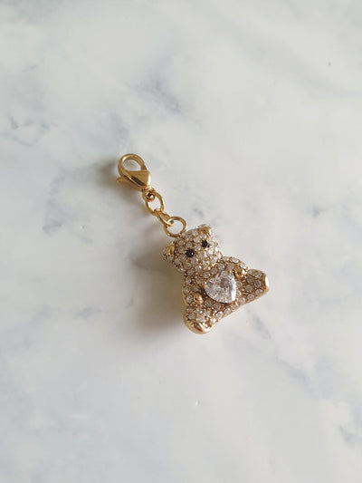 Charm ourson coeur zircons - doré | PREMIUM