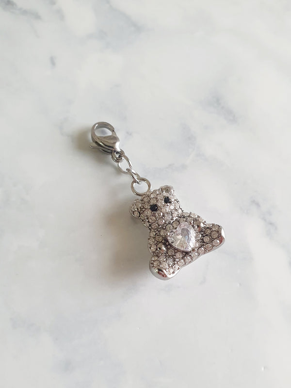 Charm ourson coeur zircons - argenté | PREMIUM