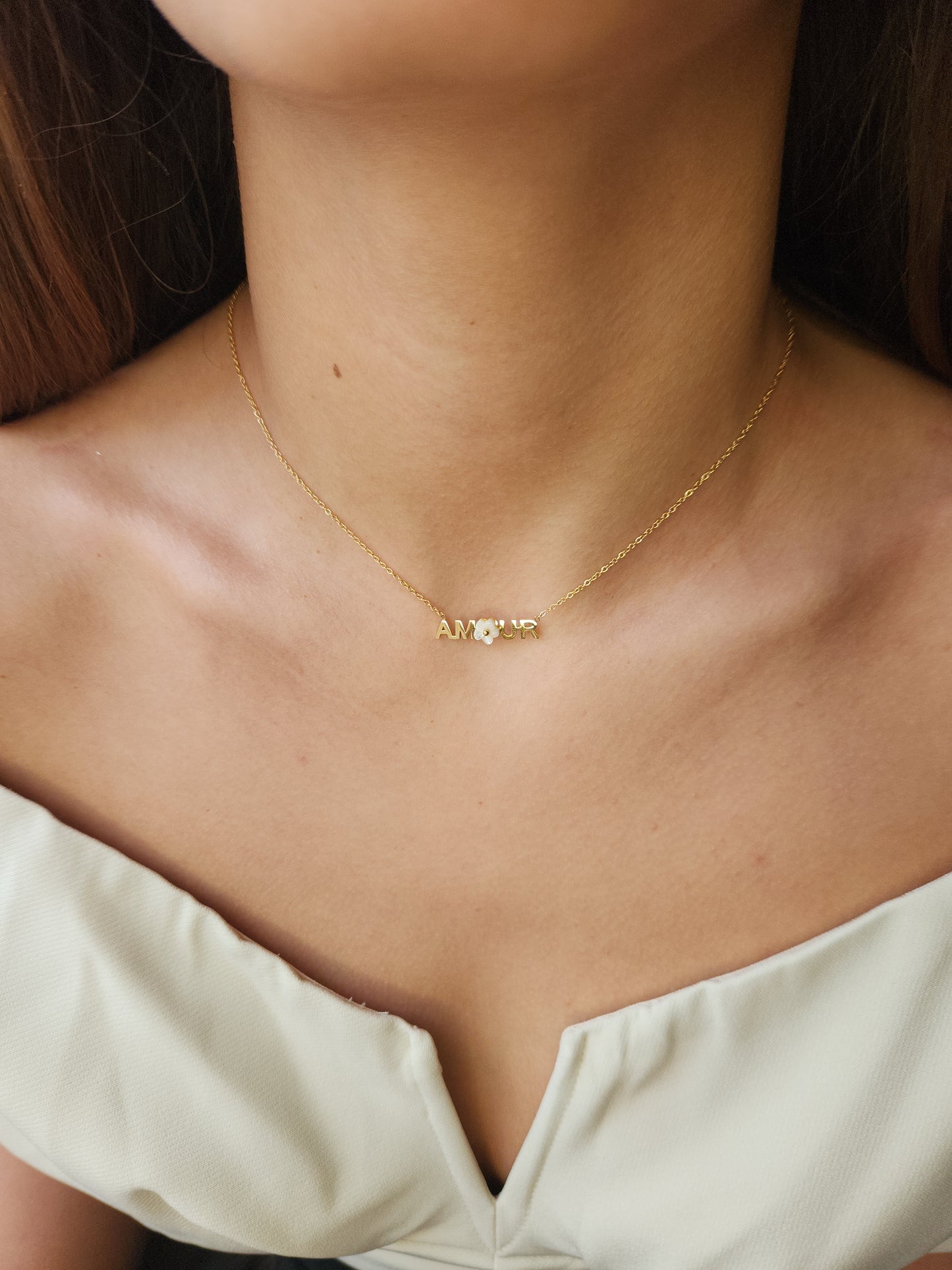 Collier AMOUR floral – doré