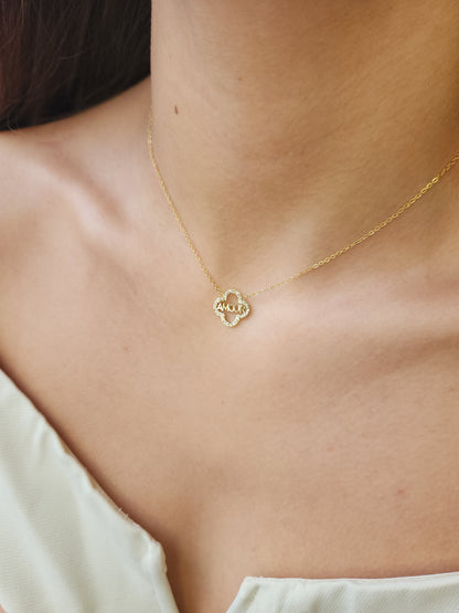 Collier trèfle zircons Amour – doré