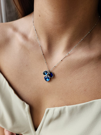 Collier Trio de cristaux azurins - argenté
