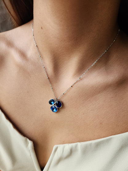Collier Trio de cristaux azurins - argenté