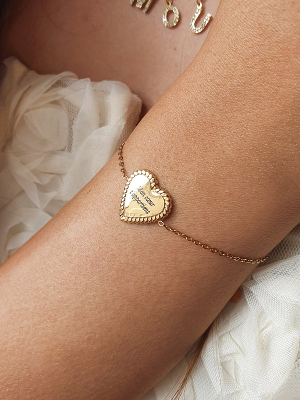 Bracelet coeur à graver - doré