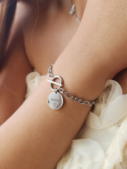 Bracelet médaillon à graver | Coloris au choix