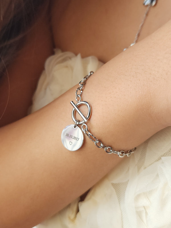 Bracelet médaillon à graver | Coloris au choix
