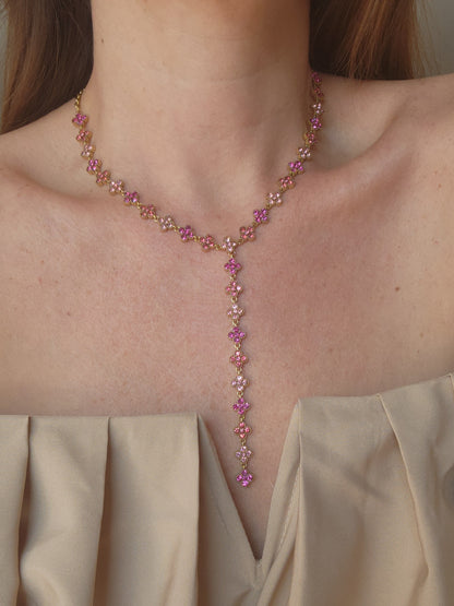 Sautoir FLEURS DE PRESTIGE - doré | rose