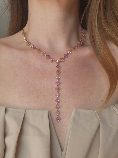 Sautoir FLEURS DE PRESTIGE - doré | rose