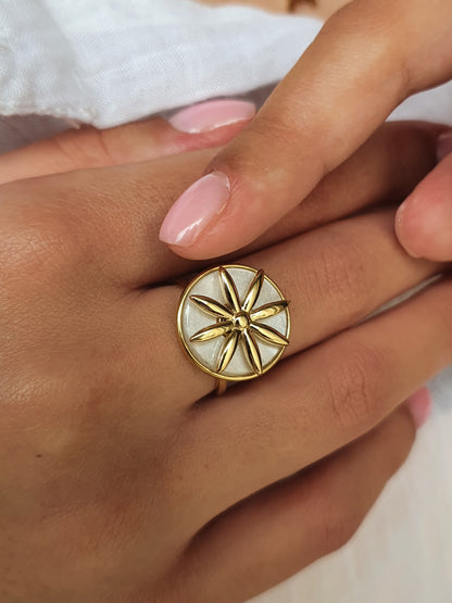 Bague rotative anti-stress FLORINE - doré