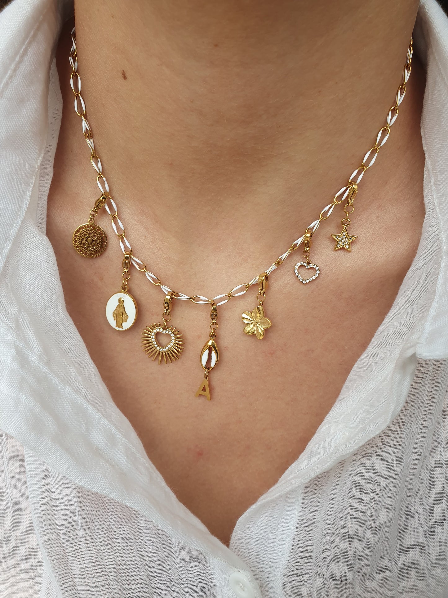 Collier ARINA (personnalisable) - doré | blanc