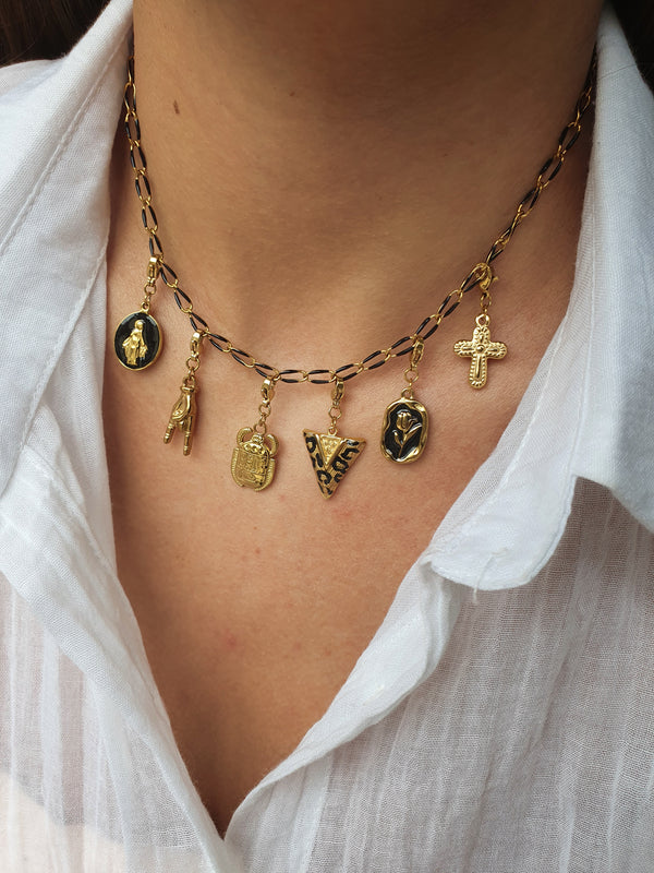 Collier ARINA (personnalisable) - doré | noir