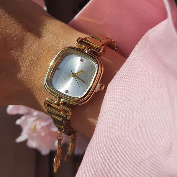 Montre Bracelet Italien dorée à personnaliser – KAIROS - Dorée (cadran blanc)