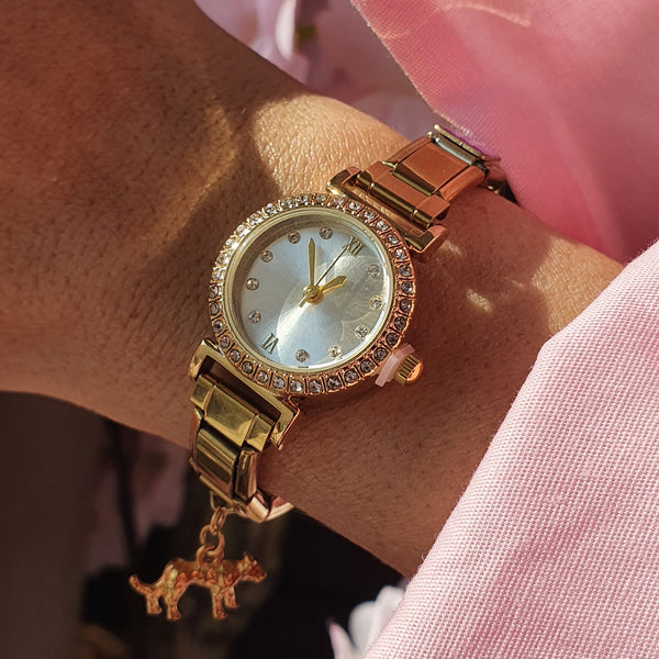 Montre Bracelet Italien à personnaliser – CHRONA – Doré (cadran blanc)