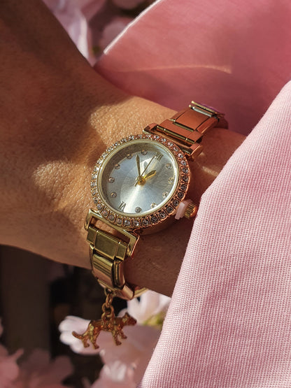 Montre Bracelet Italien à personnaliser – CHRONA – Doré (cadran blanc)