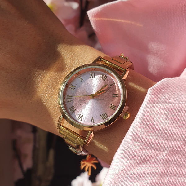 Tête de montre italienne VYBE à personnaliser - Dorée - (cadran rose)