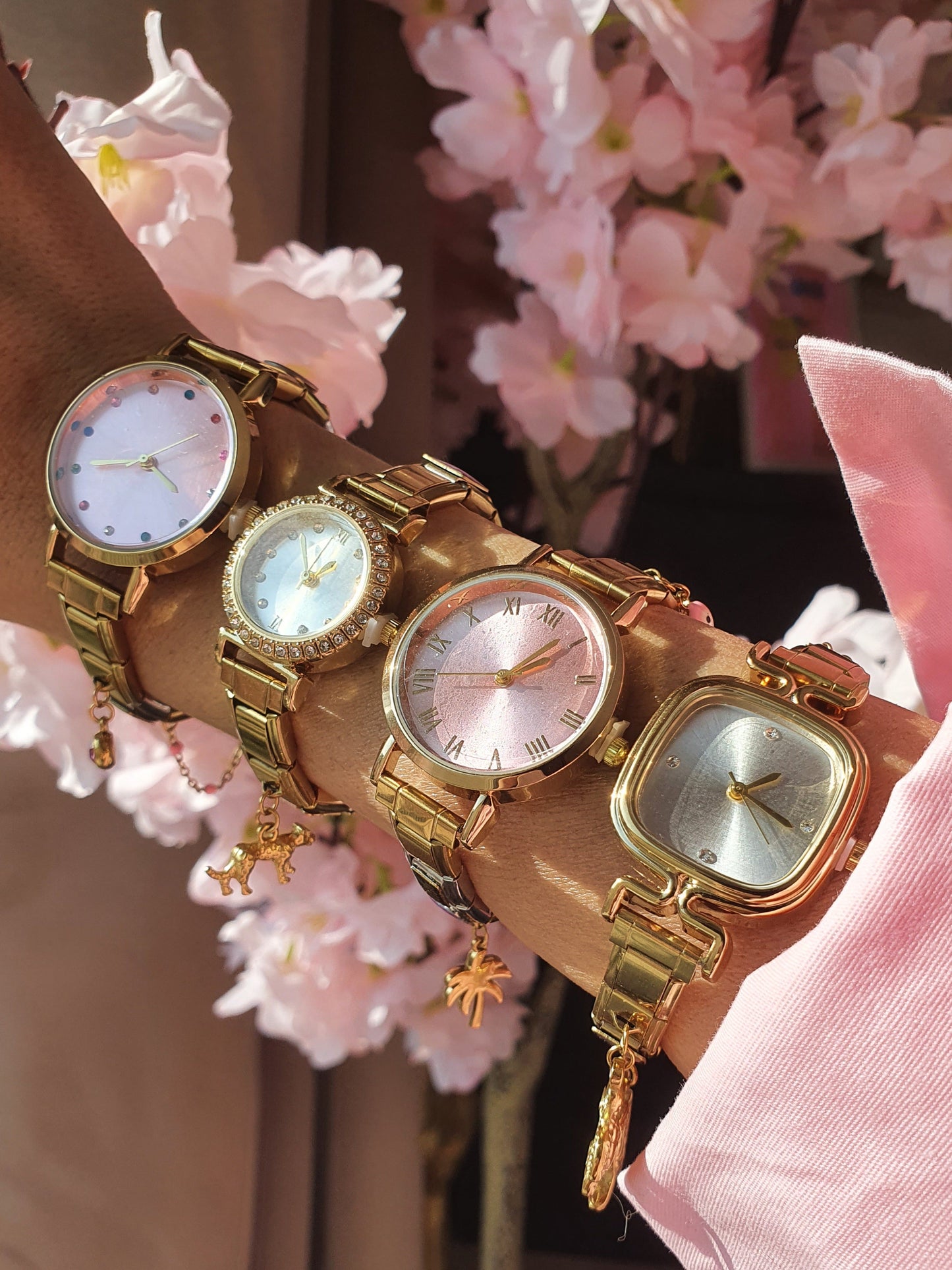 Montre Bracelet Italien dorée à personnaliser – KAIROS (cadran vert d'eau)