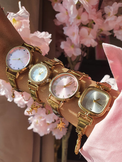 Montre Bracelet Italien dorée à personnaliser – KAIROS (cadran vert d'eau)
