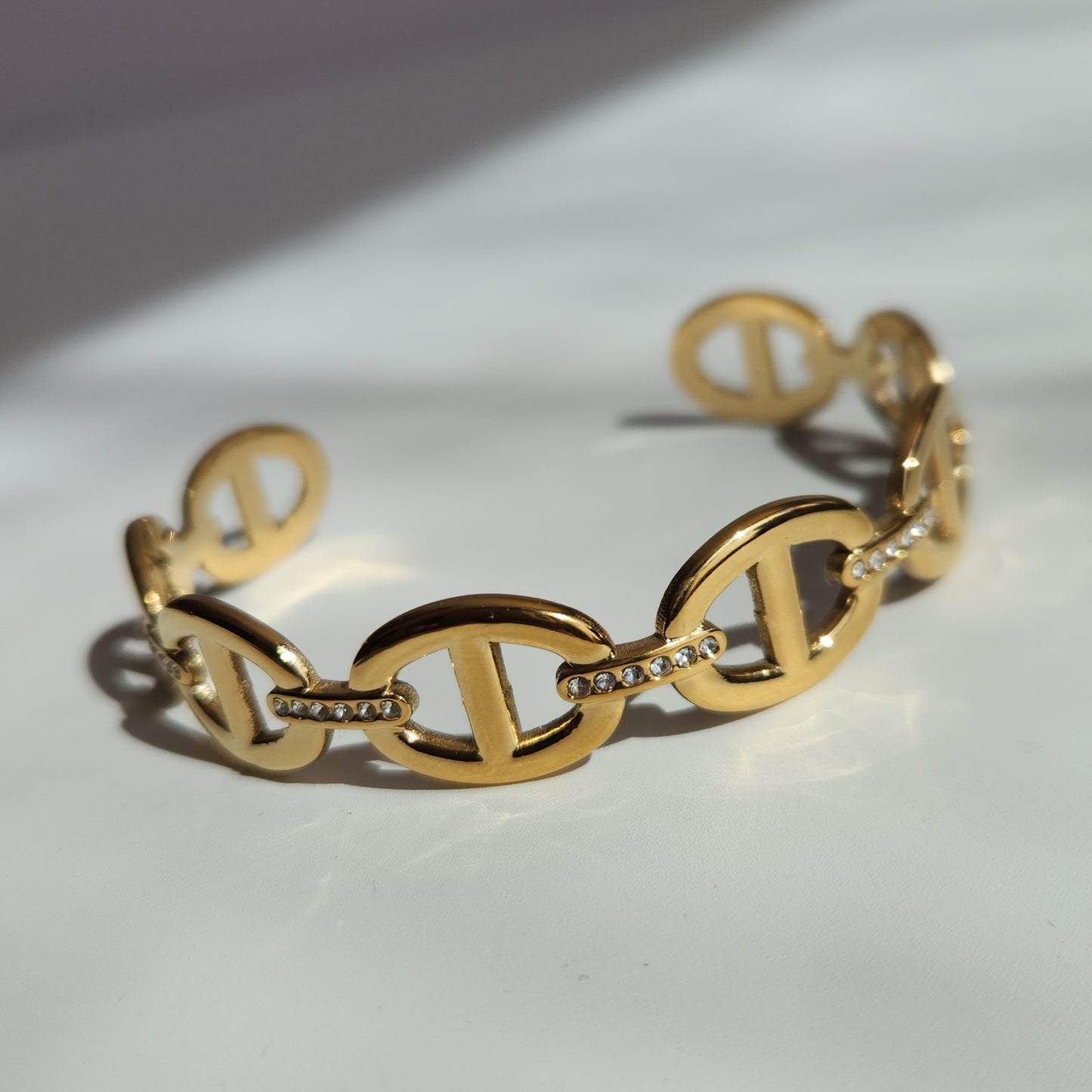 Jonc maille marine zircons