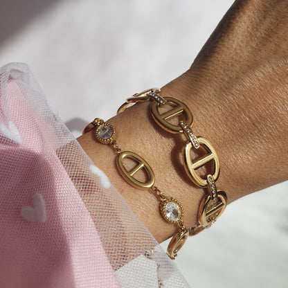 Jonc maille marine zircons
